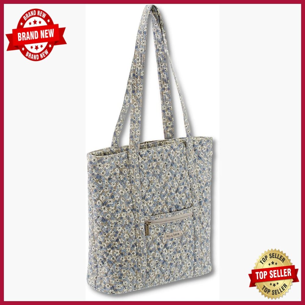 Large Lightweight Quilted Tote Bag With Zipper Closure And Pockets
